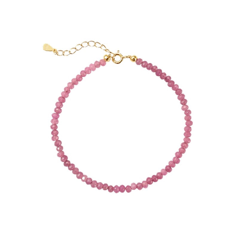 Lotus armbånd i 18 karat forgyldt sølv med pink jade fra ByBirch 16+3 cm